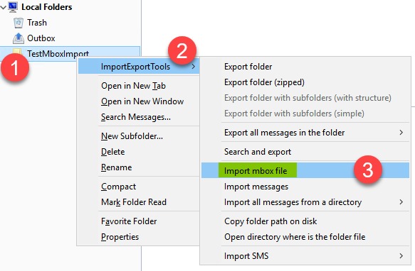  Importing mbox file back to Gmail using the ImportExportTools add-on