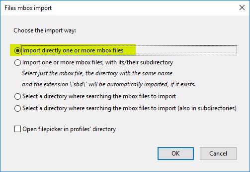 Choosing to directly import the MBOX file to Gmail