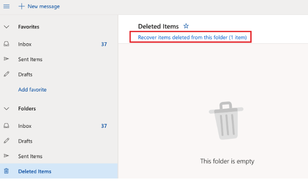 recover deleted folder in outlook