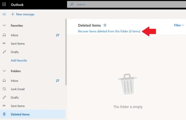 office 365 email deleted items recovery