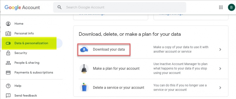  Download your data from your Google account