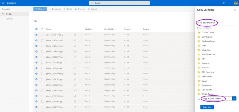 move files from one onedrive account to another