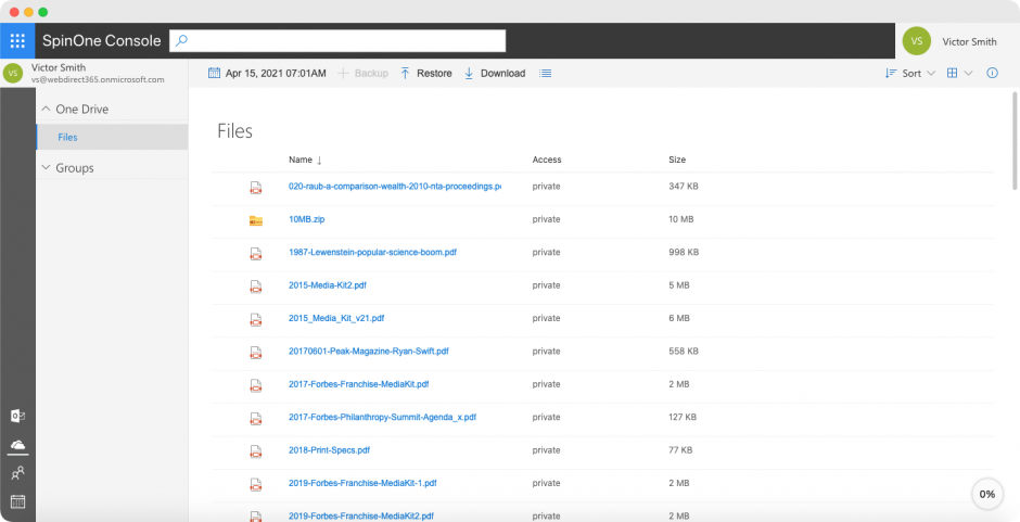 backup office 365 onedrive for business